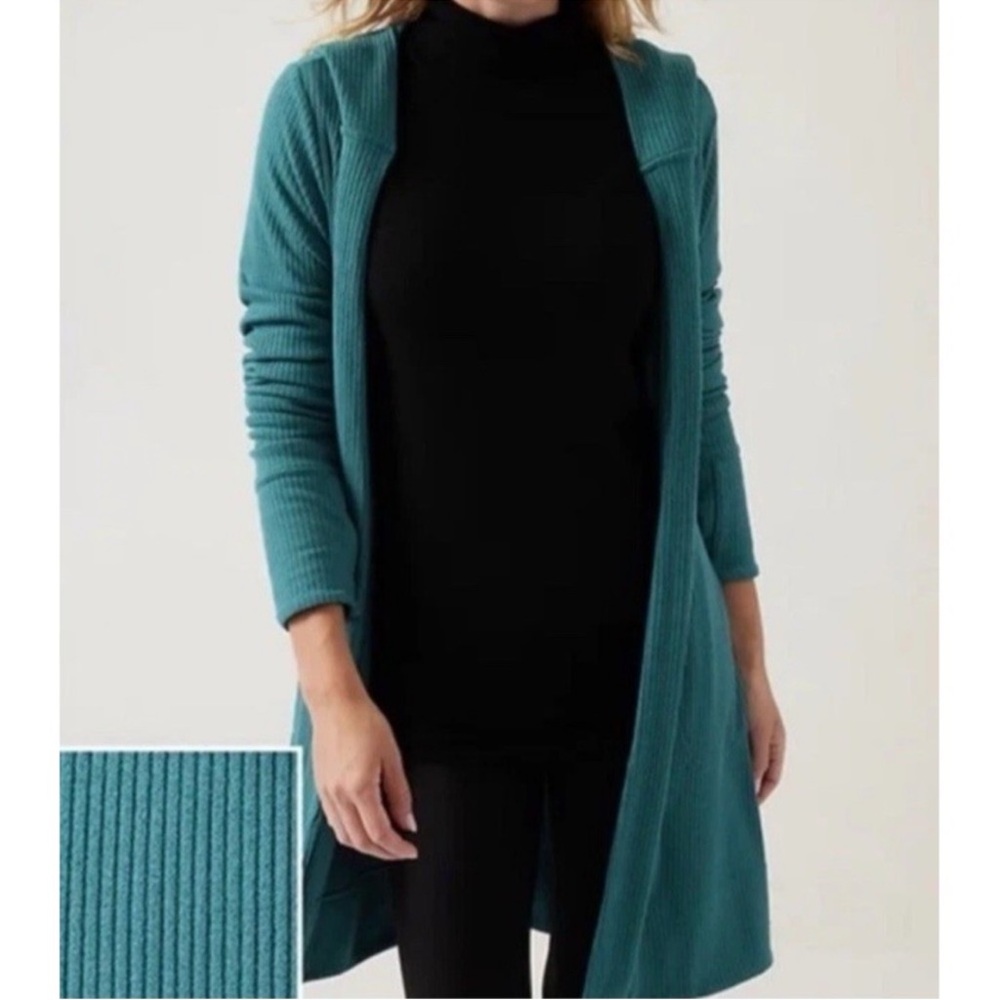 Athleta Blue Cardigan Sweater Lightweight Open Front